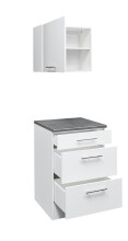 EDDY Moderner Schubladenschrank Küche in Weiß matt, Metallic Grau - Geräumiger Küchenunterschrank mit viel Stauraum - 60 x 90 x 60 cm (B/H/T)