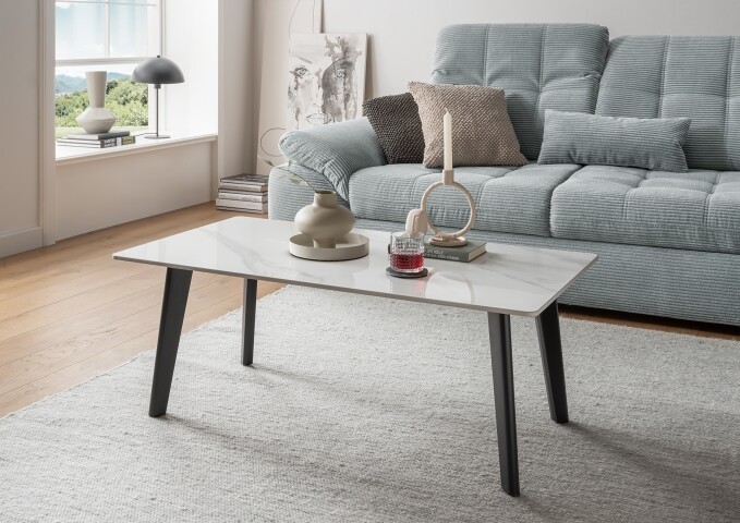 Couchtisch >2166-19< in matt weiß, Keramik - 110x60x60cm (BxHxT)