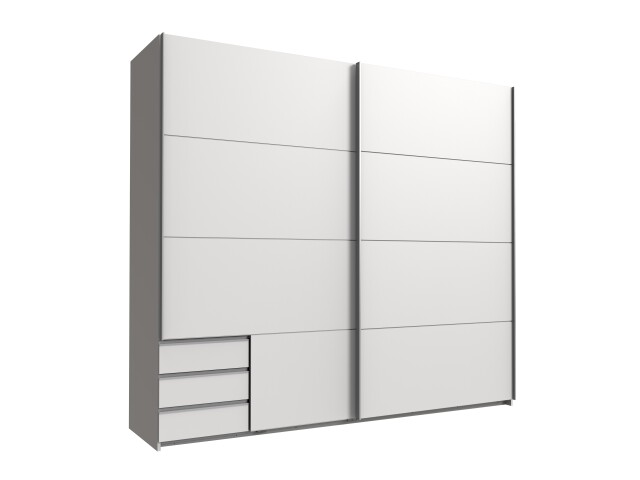 Schwebetürenschrank >Seattle< in WEISS - 225x208x65cm (BxHxT)