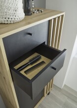Badezimmer-Set "Vassili" (4-teilig) in Artisan Eiche / schwarz - 198x195x36cm (BxHxT)