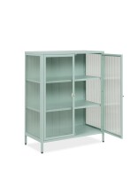 Vitrine >Milton< in mintgrün, Stahl - 80x101,5x40cm (BxHxT)