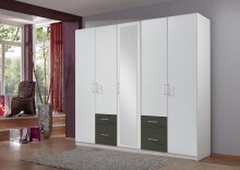 Drehtürenschrank >Freiburg< in WEISS + GRAPHIT...