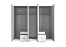 Drehtürenschrank >Freiburg< in WEISS + GRAPHIT - 225x208x58cm (BxHxT)