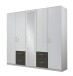 Drehtürenschrank >Freiburg< in WEISS + GRAPHIT - 225x208x58cm (BxHxT)