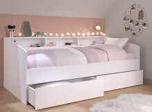 Stauraumbett >Sleep 4< in 23 - Weiss - 203x113x82cm (LxBxH)
