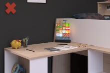 Stauraumbett >Lucas< in Weiss / Japanische Eiche - 209x133x140cm (LxBxH)