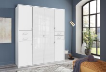 Drehtürenschrank >Danzig< in WEISS + GLAS...