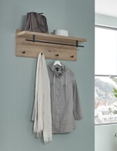 Wandgarderobe >37444< in eiche, schwarz, MDF,...