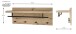 Wandgarderobe >37444< in eiche, schwarz, MDF, Metall - 75x30x26cm (BxHxT)