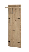 Wandgarderobe >37448< in eiche, schwarz, MDF, Metall - 30x100x20cm (BxHxT)