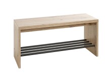 Schuhbank >37449< in eiche, schwarz, MDF, Metall - 80x40x30cm (BxHxT)