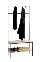 Garderobe >37461< in eiche, schwarz, MDF, Metall -...