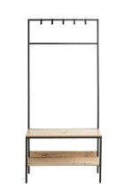 Garderobe >37461< in eiche, schwarz, MDF, Metall - 80x180x35cm (BxHxT)