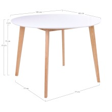 Esstisch >Vojens< in Weiss, MDF - 105x75x105cm (BxHxT)