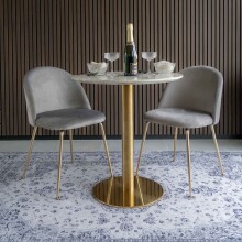 Esstisch >Bolzano< in Weiss, Marmor - 70x75x70cm (BxHxT)