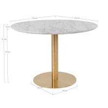 Esstisch >Bolzano< in Weiss, Marmor - 110x75x110cm (BxHxT)
