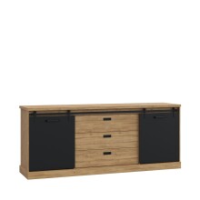 Kommode >Kaszimiro< in braun,schwarz - 213,4x88,2x52cm (BxHxT)