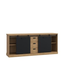 Kommode >Kaszimiro< in braun,schwarz - 213,4x88,2x52cm (BxHxT)