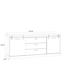 Kommode >Kaszimiro< in braun,schwarz - 213,4x88,2x52cm (BxHxT)