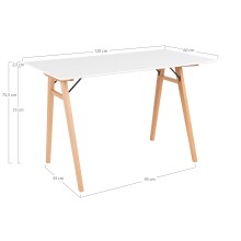 Schreibtisch >Vojens< in Weiss, MDF - 120x75x60cm (BxHxT)
