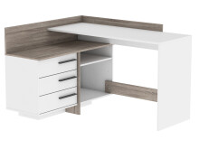 Eckschreibtisch >Thales< in Weiß - 128,8x83,2x105,7cm (BxHxT)