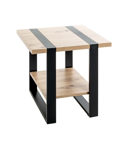 Beistelltisch >47477< in eiche, schwarz - 45x45x45cm (BxHxT)