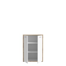Stauraumschrank >Keflavik< in braun,weiß - 84,5x115,1x41,5cm (BxHxT)