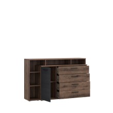 Kommode >Jacky < in braun,schwarz - 153,1x98,5x41,3cm (BxHxT)