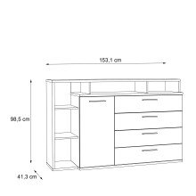 Kommode >Jacky < in braun,schwarz - 153,1x98,5x41,3cm (BxHxT)