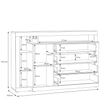 Kommode >Bellevue< in braun,schwarz - 160,5x107,3x43,4cm (BxHxT)