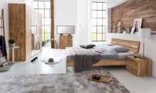 Nachtschrank >Anna< in PLANKENEICHE NACHBILDUNG - 52x40x38cm (BxHxT)