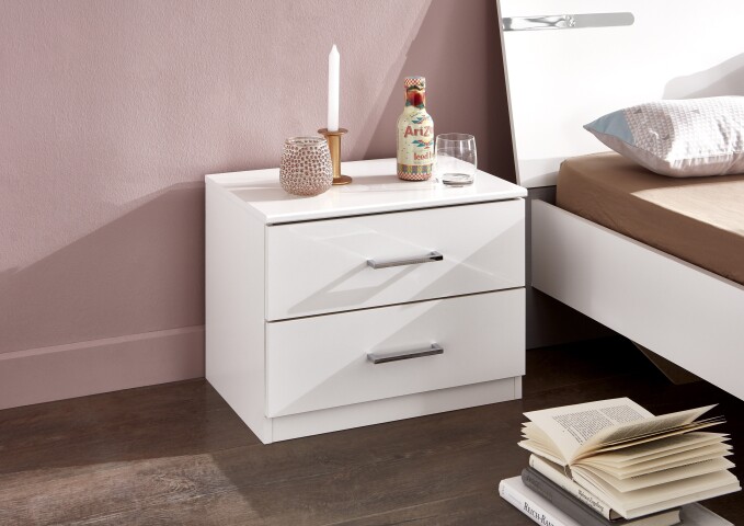 Nachtschrank >Anna< in WEISS - 52x40x38cm (BxHxT)