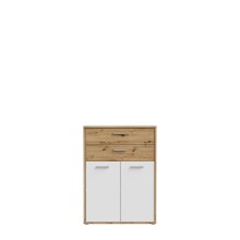 Stauraumschrank >Keflavik < in braun,weiß - 84,5x115,1x41,5cm (BxHxT)