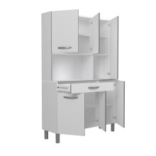 Küchenbuffet >Essential 22< in Weiss / Alu - 120x185x40cm (BxHxT)