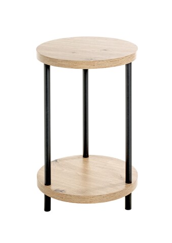 Beistelltisch >52412< in eiche, schwarz, MDF, Metall - 50x30cm (HxD)