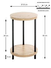 Beistelltisch >52412< in eiche, schwarz, MDF,...