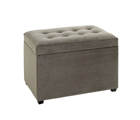 Sitztruhe >52827< in anthrazit, MDF, Textilgewebe - 58x42x39cm (BxHxT)