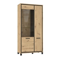 Highboard >Trondheim< in schwarz,braun - 101,4x209x41,5cm (BxHxT)