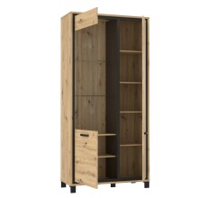 Highboard >Trondheim< in schwarz,braun - 101,4x209x41,5cm (BxHxT)