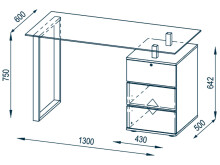Schreibtisch >Cinty< in Weiß/Hochglanz aus Metall - 130x75x60cm (BxHxT)