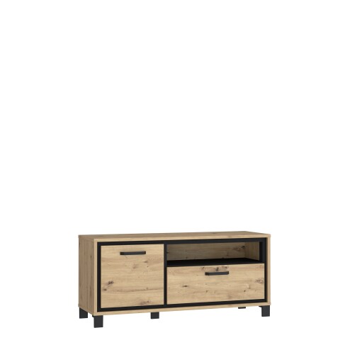 TV-Board >Trondheim< in schwarz,braun - 131,4x58,9x41,5cm (BxHxT)