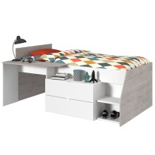 Hochbett >Milky 1< in Weiß / Grey Loft -...
