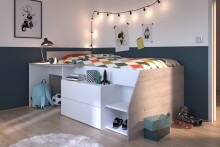 Hochbett >Milky 1< in Weiß / Grey Loft -...