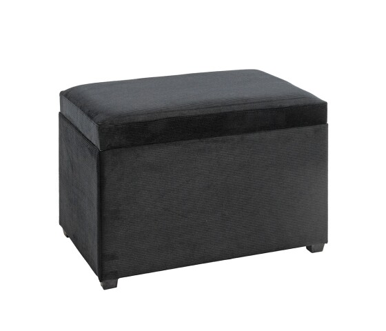 Sitztruhe >54545< in schwarz, MDF, Textilgewebe Cord - 58x42x39cm (BxHxT)