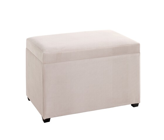 Sitztruhe >54945< in creme, MDF, Textilgewebe Cord - 58x42x39cm (BxHxT)