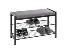 Schuhbank >54544< in grau, schwarz, Metall, Textilgewebe - 75x50x32cm (BxHxT)