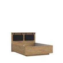 Bett >Kaszimiro< in Waterford Eiche/ Schwarz - 149,4x108,7x198,3cm (BxHxT)