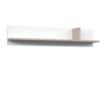 Wandregal >Rondino< in Sandeiche / Weiß Glanz  - 139x27x26cm (BxHxT)