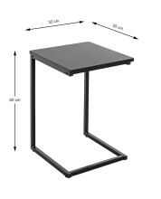 Beistelltisch >52593< in schwarz, MDF, Metall -...
