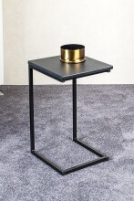 Beistelltisch >52593< in schwarz, MDF, Metall - 33x60x35cm (BxHxT)